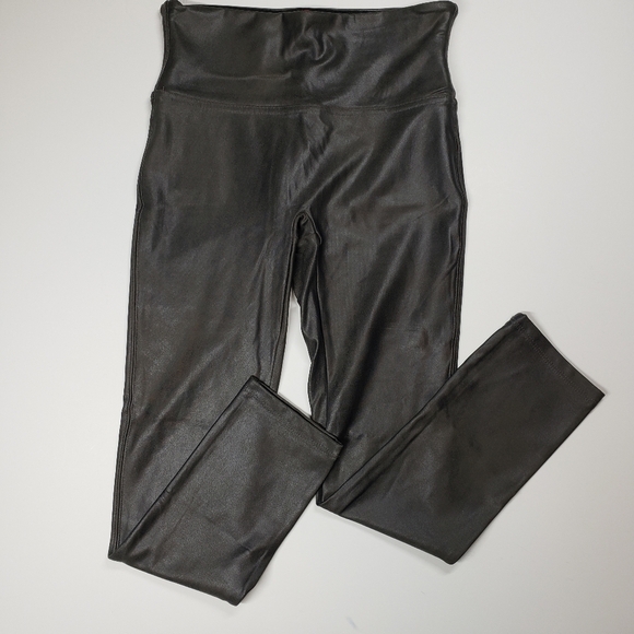 SPANX Gray Faux Leather Style 2437 Leggings - Size Small - Picture 1 of 9